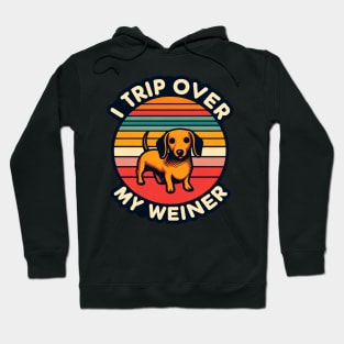 I Trip Over My Weiner Funny Dog Lover Sunset Hoodie